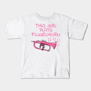 This Girl Plays Flugelhorn, Female Horn Player, Brass Musician Kids T-Shirt